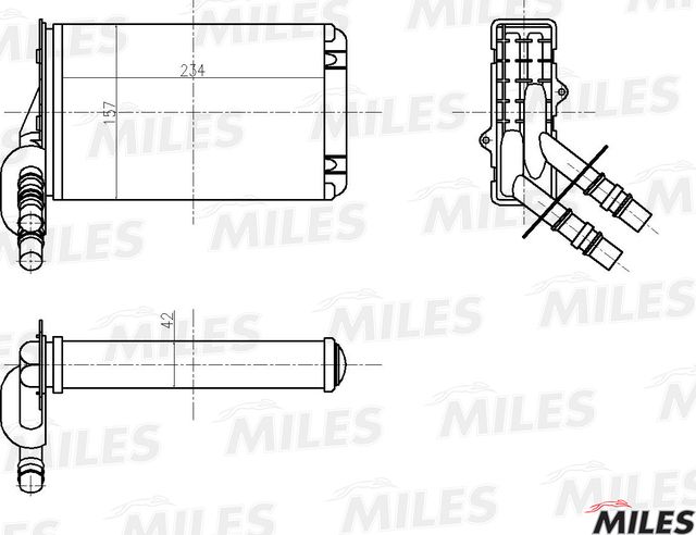 Радиатор отопителя (печки) Miles (алюминий) для Renault Clio II 1998-2013. Артикул ACHM009