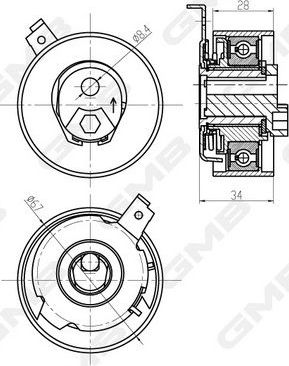 Натяжной ролик (натяжитель) ремня ГРМ GMB. Артикул GTB1350