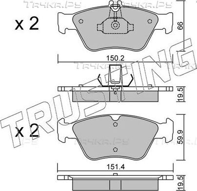 Тормозные колодки Trusting передние для Mercedes-Benz E-Класс II (W210, S210) 1995-2003. Артикул 228.0