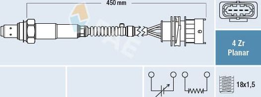 Лямбда-зонд (кислородный датчик) FAE для Opel Astra H 2006-2014. Артикул 77525