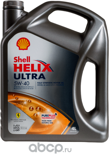 550052679, Масло моторное синтетическое Shell Helix Ultra SAE 5W40 API SL/CF 4л. Артикул 550052679