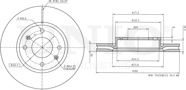 Диск тормозной (Unio). Артикул BRD-20064