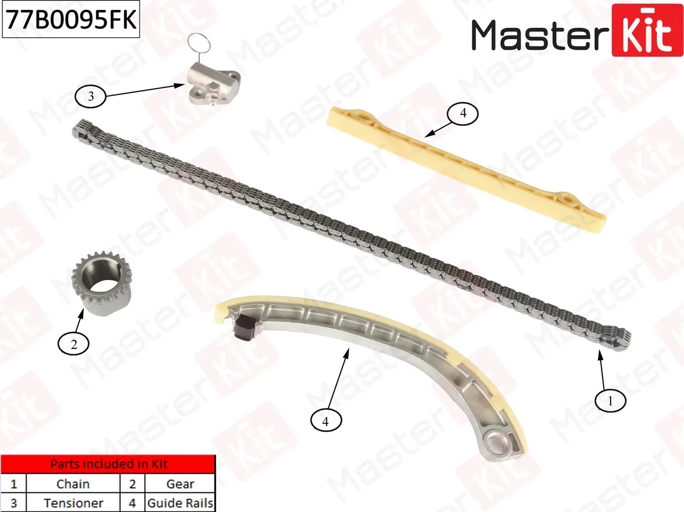 77B0095FK Комплект цепи ГРМ SUZUKI IGNIS II/JIMNY/SWIFT III/SX-4 M13A/M15A/M16A 01-14 (Master KIT). Артикул 77b0095fk