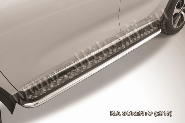 Пороги Slitkoff d57 с листом усиленная для Kia Sorento III Prime 2014-2017. Артикул KS15-007