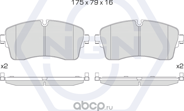 Колодки тормозные керамические, передние (NGN). Артикул 3502192