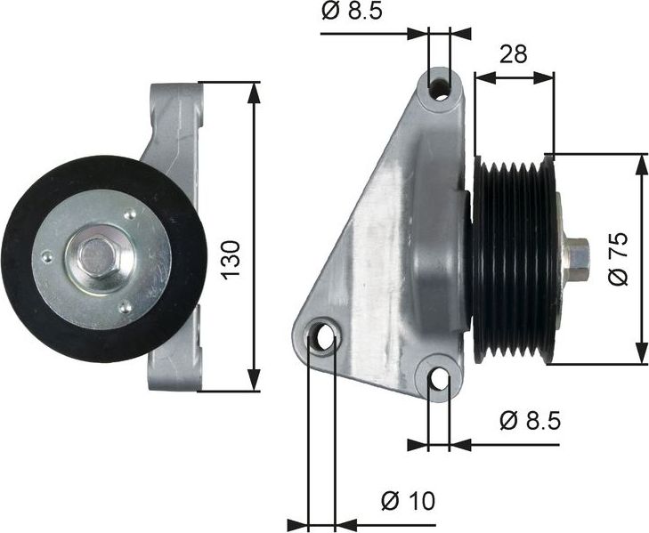Направляющий (ведущий) ролик приводного поликлинового ремня Gates (Металл). Артикул T36422