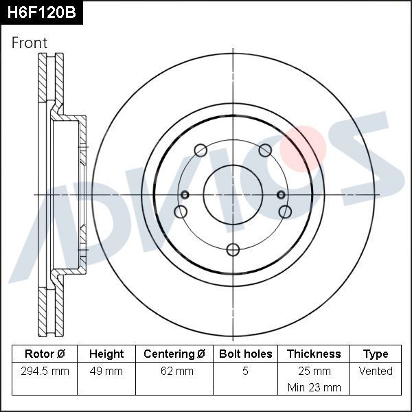 Тормозной диск Advics. Артикул H6F120B