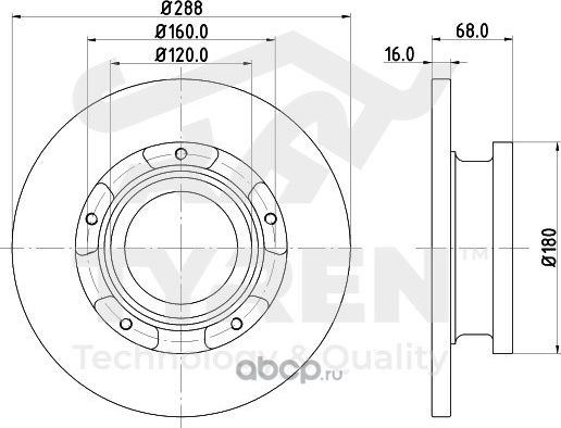 Тормозной диск (Tyren). Артикул TYR1012931