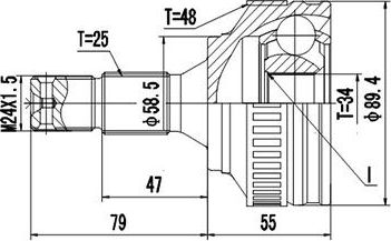 Шрус наружный (граната) Dynamatrix. Артикул DCV810067