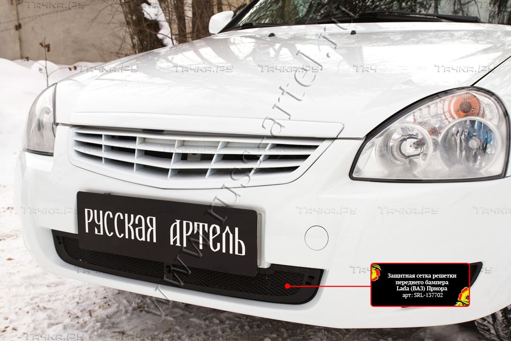 Защитная сетка и заглушка Русская Артель решетки переднего бампера для ВАЗ Lada Priora I седан, универсал, хэтчбек 2012-2013. Артикул ZRL-129102