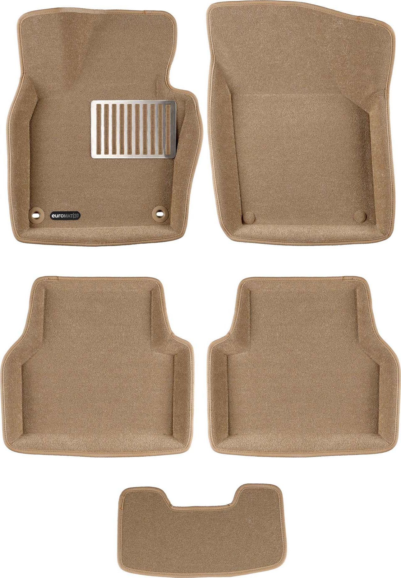 Коврики текстильные Euromat 3D Lux для салона Volkswagen Tiguan 2007-2011 БЕЖЕВЫЕ. Артикул EM3D-005419T