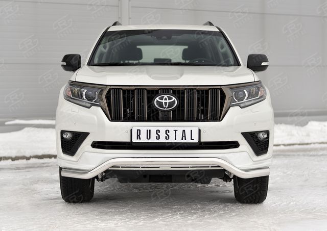 Защита RusStal переднего бампера d63 волна для Toyota Land Cruiser Prado 150 Black Onyx 2020-2026. Артикул LCPZ-003544