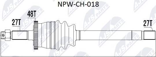 Полуось (привод в сборе, приводной вал) NTY для Jeep Grand Cherokee II (WJ) 1999-2005. Артикул NPW-CH-018