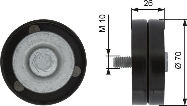 Направляющий (ведущий) ролик приводного поликлинового ремня Gates (Металл). Артикул T36363