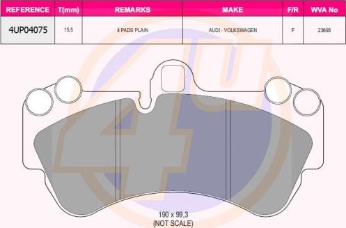 Тормозные колодки 4U. Артикул 4UP04075