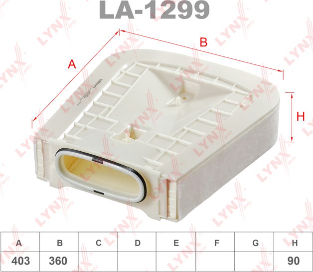 Воздушный фильтр LYNXauto. Артикул LA-1299