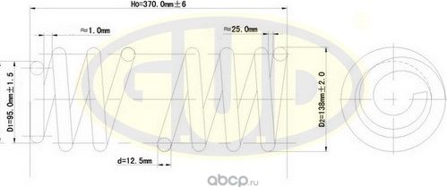 Пружина подвески G.U.D. передняя для Volkswagen Passat B3 1990-1997. Артикул GCS095026