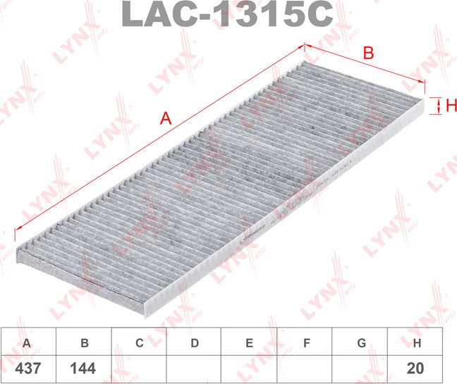 Салонный фильтр LYNXauto. Артикул LAC-1315C