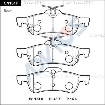 Тормозные колодки Advics задние для Toyota Yaris II 2005-2013. Артикул SN184P