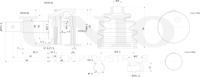 ШРУС наружный (Unio). Артикул CVJ-20285