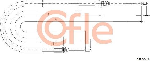 Трос ручника (тросик ручного тормоза) Cofle. Артикул 10.6693