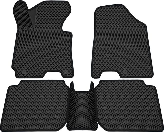 Коврики Rezkon 3D EVA ромб резиновые для салона Kia Cerato III 2013-2018 Черный кант. Артикул 9221010201