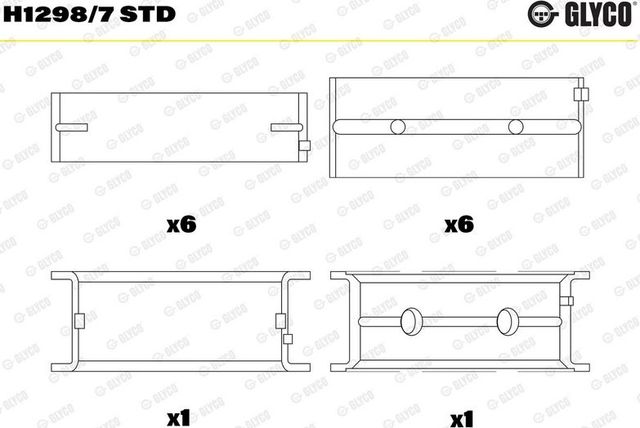 Вкладыши коренные Glyco для BMW 4 F32/F33/F36 2013-2026. Артикул H1298/7 STD