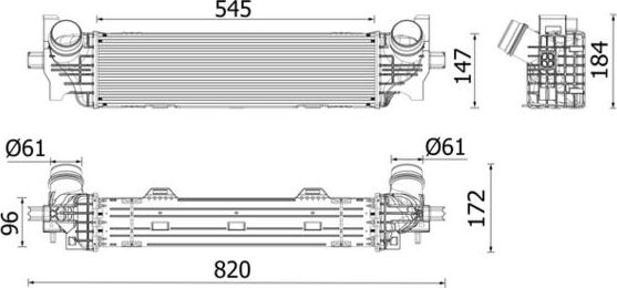 Интеркулер Mahle Premium для BMW 5 VII (G30/G31) 2016-2026. Артикул CI 660 000P