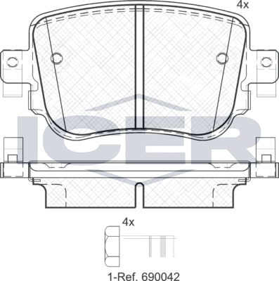Тормозные колодки Icer задние для Audi Q3 I (8U) 2015-2018. Артикул 182152