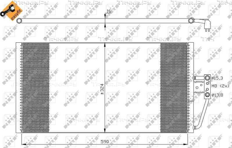 Радиатор кондиционера (конденсатор) NRF (алюминий). Артикул 35295