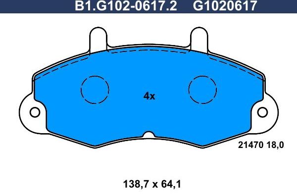Тормозные колодки Galfer. Артикул B1.G102-0617.2