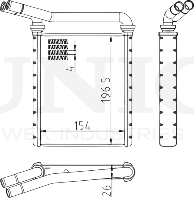 Радиатор отопителя (Unio). Артикул RAD-20044