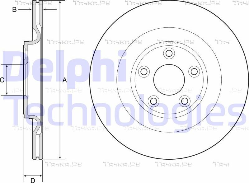 Тормозной диск Delphi задний для Jaguar XJ IV (X351) 2009-2026. Артикул BG4833C
