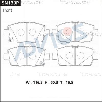 Тормозные колодки Advics передние для Toyota Corolla E120, E130 2001-2008. Артикул SN130P