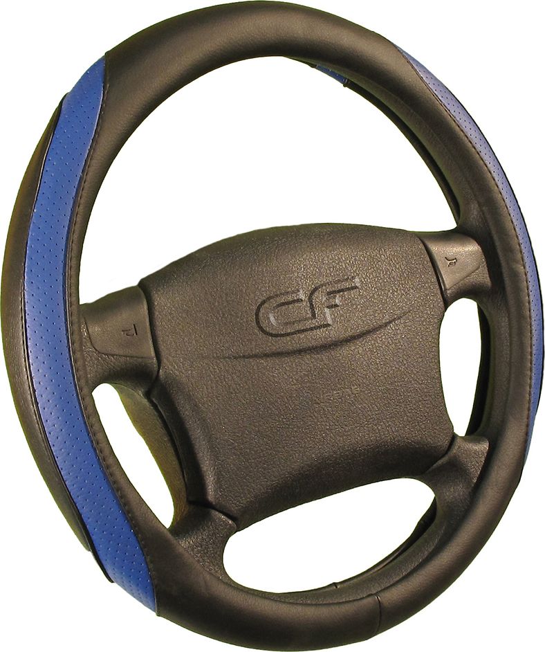 Оплётка на руль CarFashion Dandy (размер M, искусственная кожа, цвет ЧЕРНЫЙ/СИНИЙ). Артикул 31230