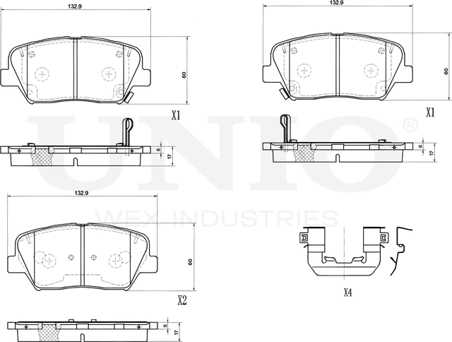Колодки тормозные дисковые, комплект (Unio). Артикул BRP-20037