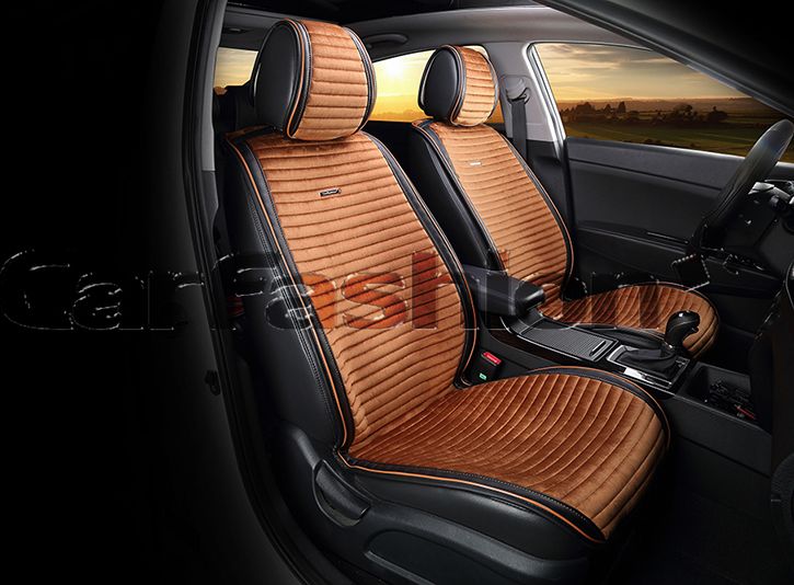 Накидки универсальные CarFashion Monaco на переднее сидения авто, цвет Черный/Кофе/Кофе/Кофе. Артикул 21938