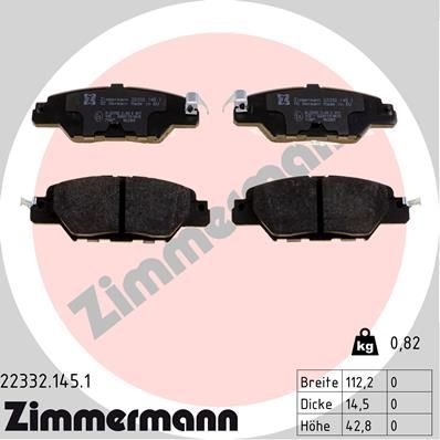 Тормозные колодки Zimmermann задние для Mazda CX-5 II 2017-2026. Артикул 22332.145.1
