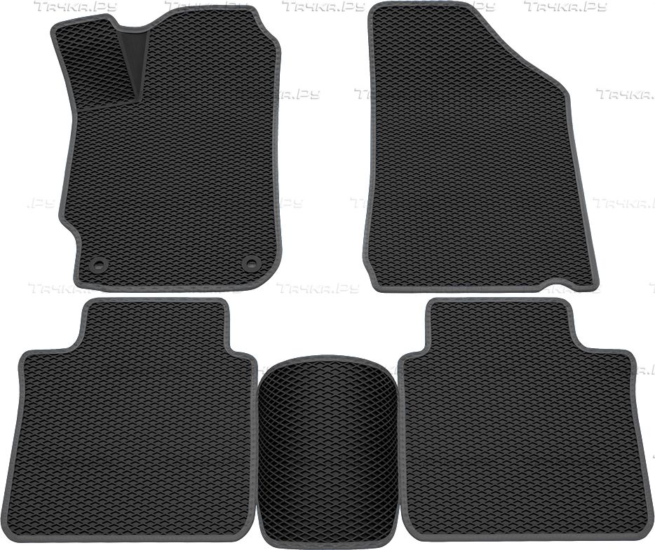Коврики Rezkon 3D EVA ромб резиновые для салона Toyota Camry 50, 55 (V50, V55, XV50, XV55) 2011-2018 Серый кант. Артикул 9234010202