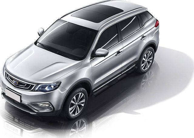 Пороги Slitkoff труба d76 с проступями для Geely Atlas 2018-2026 Черные. Артикул GEAT04B