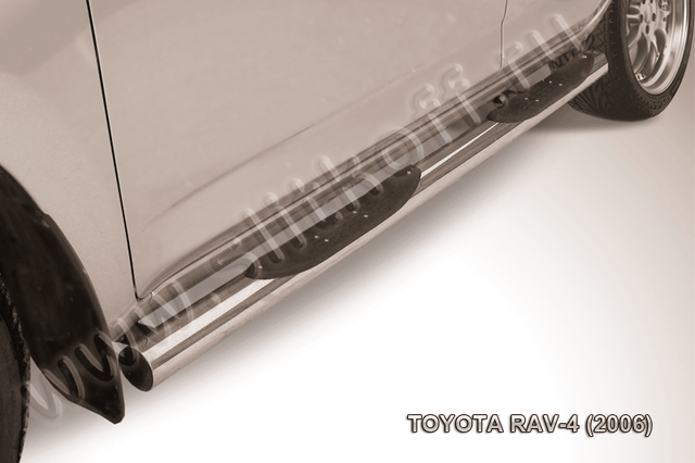Пороги Slitkoff труба d76 с проступями для Toyota RAV4 III 2005-2009. Артикул TR4007