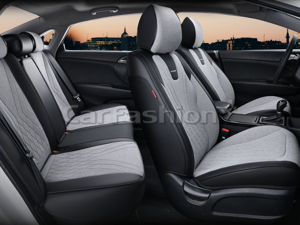 Чехлы универсальные каркасные CarFashion 5D Forest Plus на сидения авто, цвет Серый/Черный/Серый. Артикул 27277