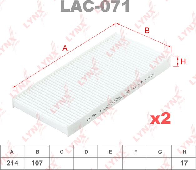 Салонный фильтр LYNXauto. Артикул LAC-071