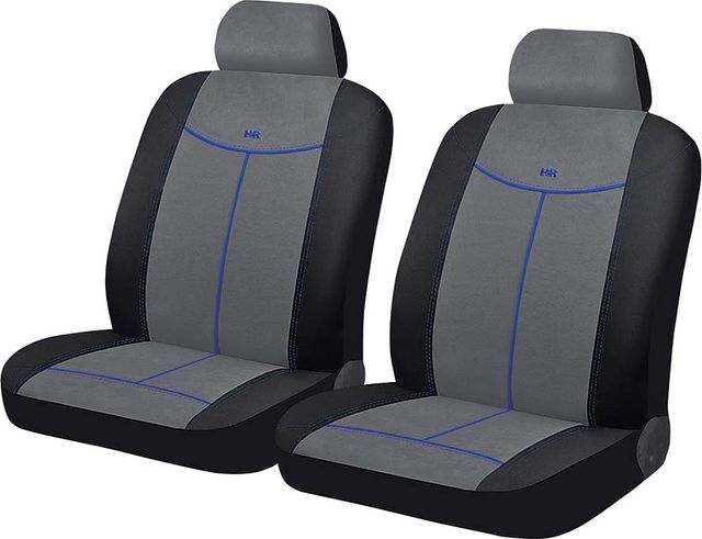 Чехлы универсальные Hadar Rosen Alcantara облегченные на передние сидения авто, цвет Серый/Черный/Синий. Артикул 10551
