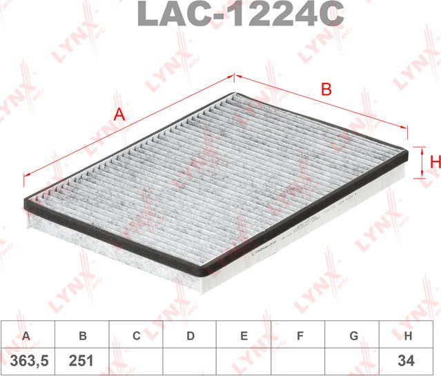 Салонный фильтр LYNXauto. Артикул LAC-1224C