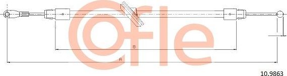 Трос ручника (тросик ручного тормоза) Cofle. Артикул 92.10.9863