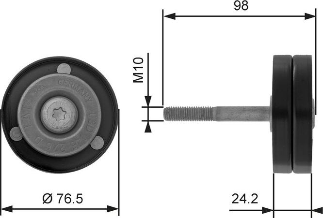 Направляющий (ведущий) ролик приводного поликлинового ремня Gates (Металл). Артикул T36232