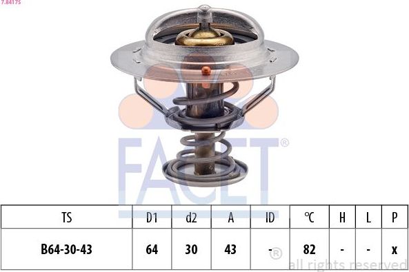 Термостат Facet Made in Italy - OE Equivalent. Артикул 7.8417S