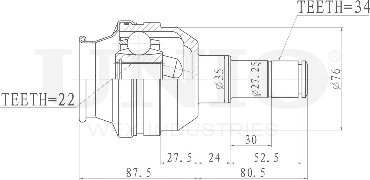 ШРУС внутренний (Unio). Артикул CVJ-30191
