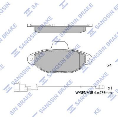 Тормозные колодки Sangsin Hi-Q передние для Ford KA II 2008-2016. Артикул SP1807